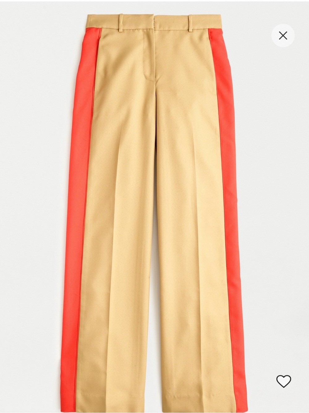 J. Crew Wide-Leg Pants with Tuxedo Side Stripe in Beige with Red Stripe. Size 6